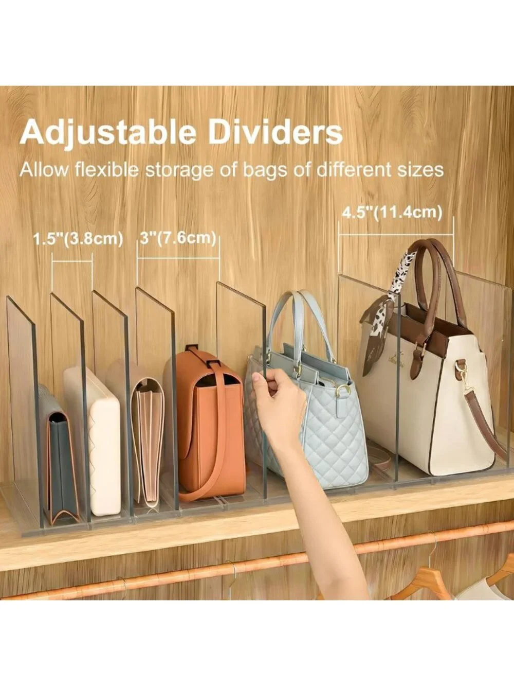 Adjustable Clear Bag & Purse Organizer with Dividers | Handbag Storage Solution